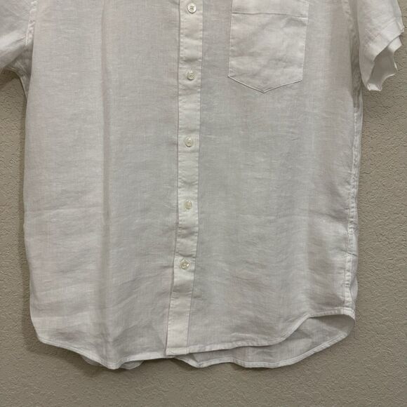 J. CREW FACTORY Short-Sleeve Linen-Blend Shirt in White Preppy Classic NWT - Picture 8 of 12